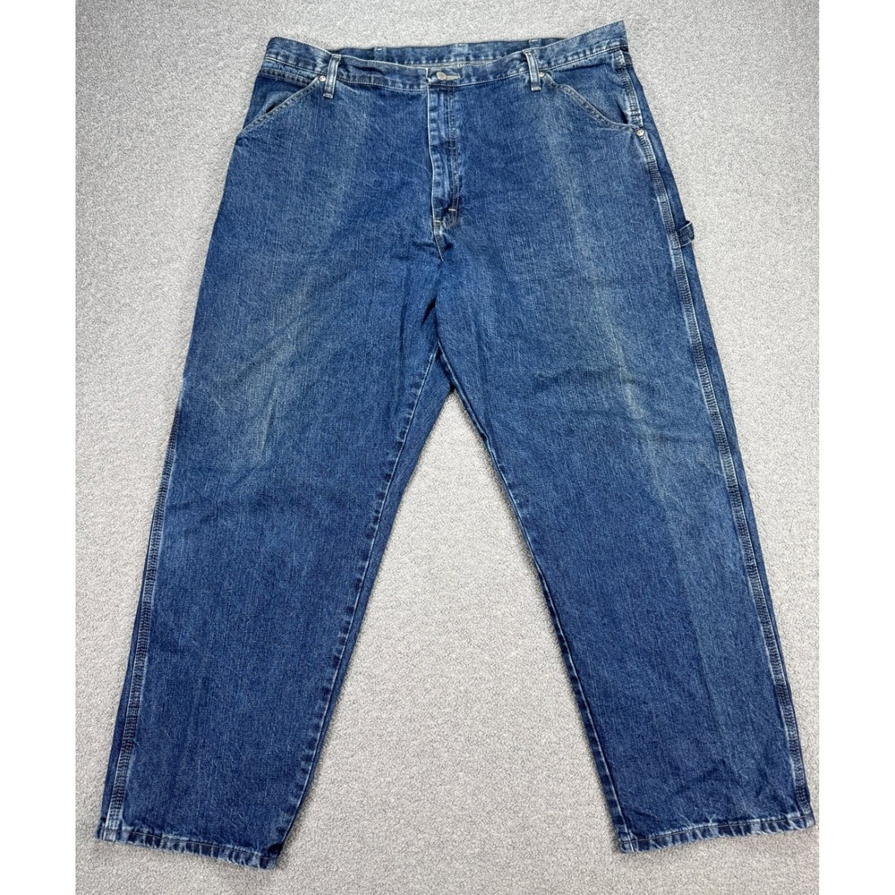 Y2K Wrangler Jeans Men' s 40x30 Blue Med Wash Carpenter Baggy High Rise Workwear